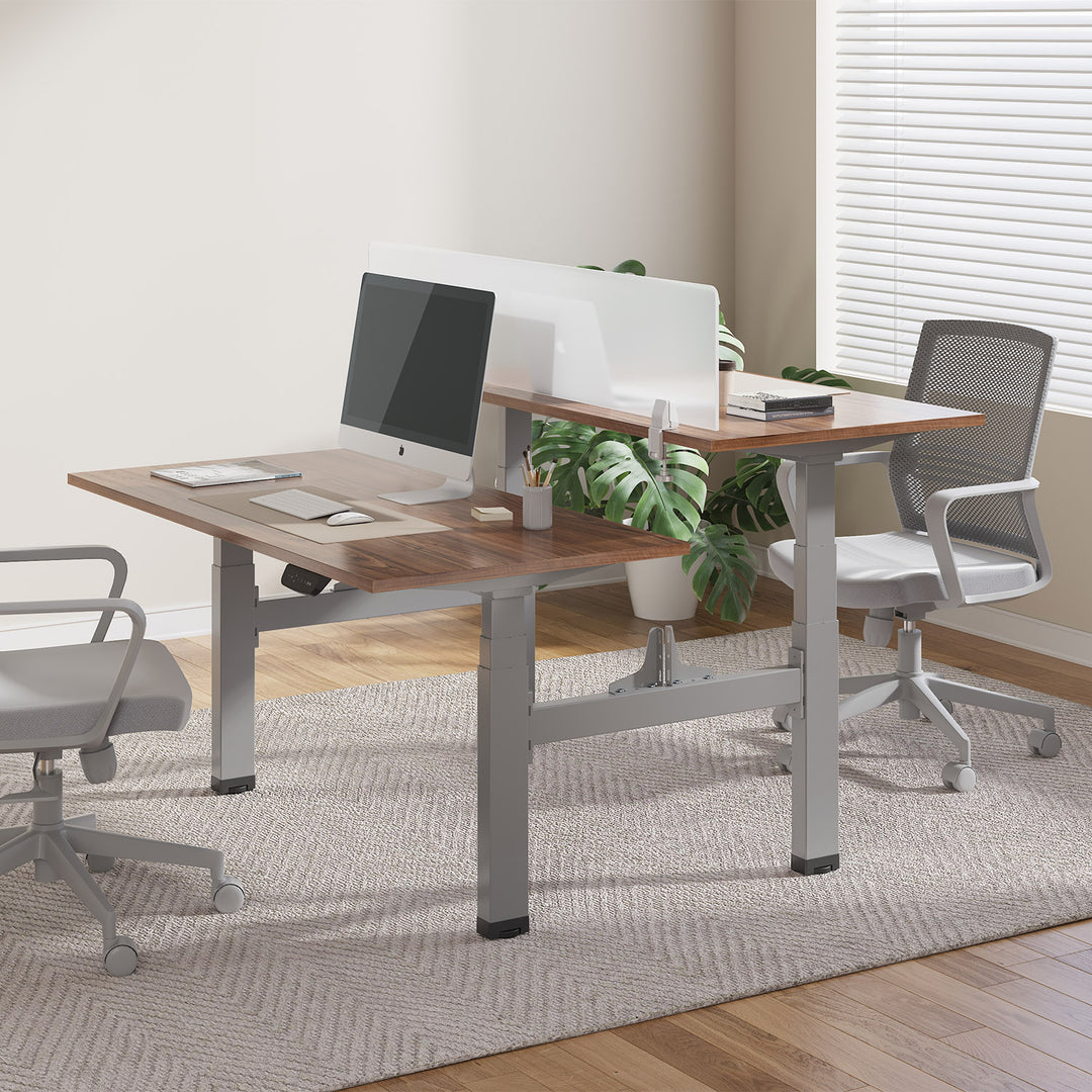 Scrivania elettrica Ergo Office regolabile a doppia altezza, altezza massima 128 cm, max 125 kg x2, senza piano di lavoro (2 parti), grigio, ER-404G