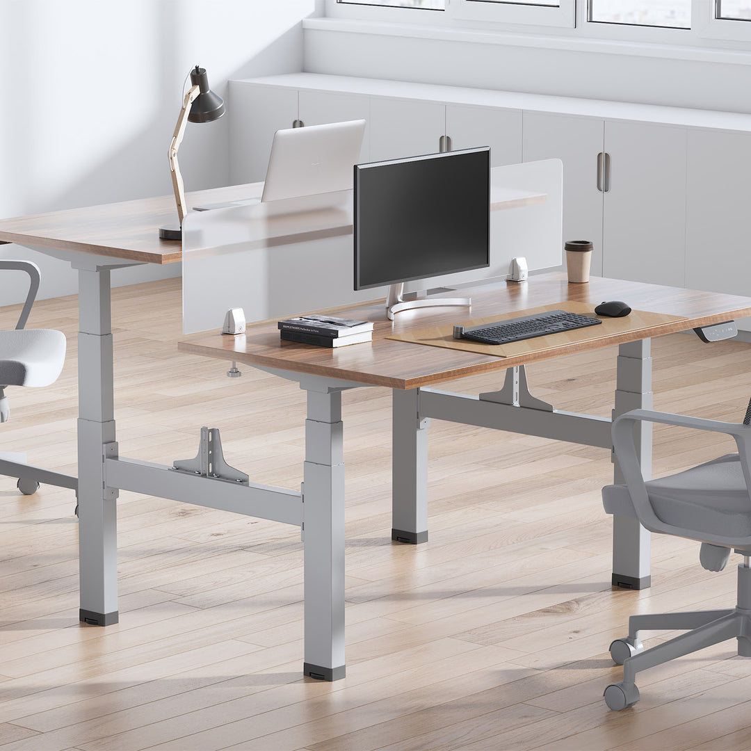 Scrivania elettrica Ergo Office regolabile a doppia altezza, altezza massima 128 cm, max 125 kg x2, senza piano di lavoro (2 parti), grigio, ER-404G