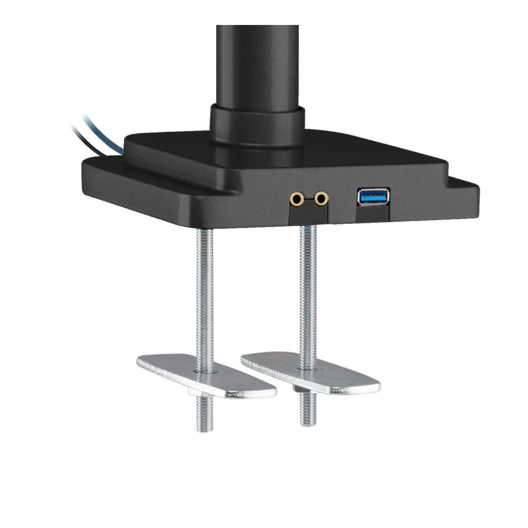 Supporto da scrivania per tre monitor con molla a gas USB 3.0, regolabile in altezza, inclinabile, girevole da 13"-30" fino a 7 kg,