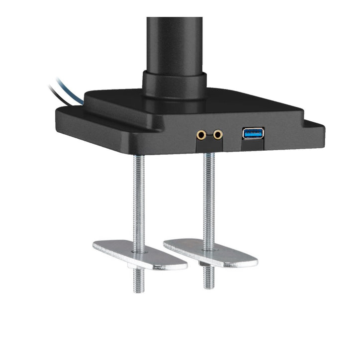 Supporto da scrivania per tre monitor con molla a gas USB 3.0, regolabile in altezza, inclinabile, girevole da 13"-30" fino a 7 kg,