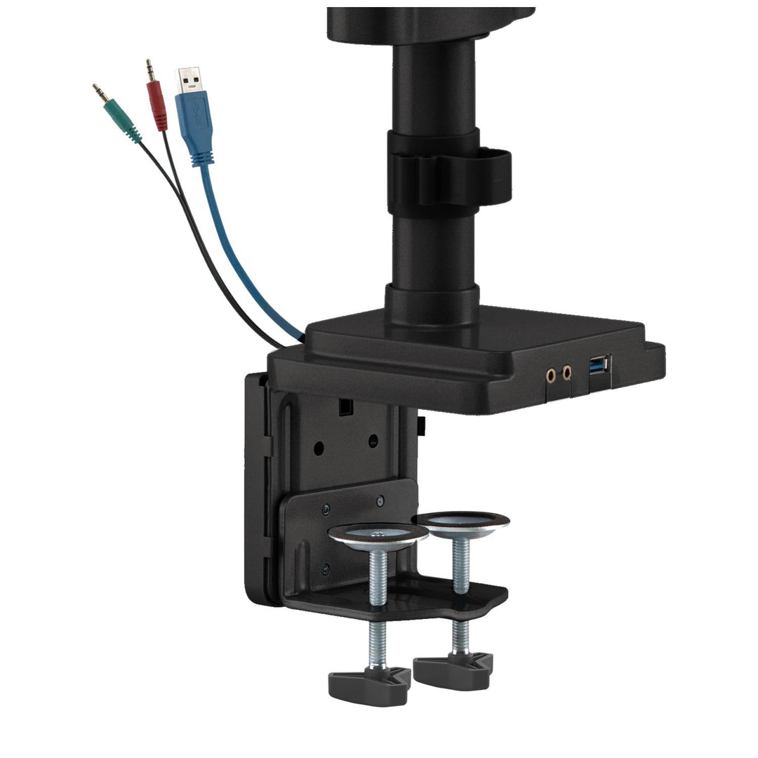 Supporto da scrivania per tre monitor con molla a gas USB 3.0, regolabile in altezza, inclinabile, girevole da 13"-30" fino a 7 kg,