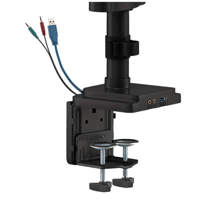 Supporto da scrivania per tre monitor con molla a gas USB 3.0, regolabile in altezza, inclinabile, girevole da 13"-30" fino a 7 kg,