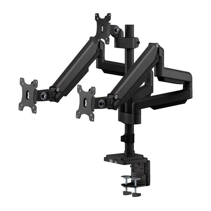 Supporto da scrivania per tre monitor con molla a gas USB 3.0, regolabile in altezza, inclinabile, girevole da 13"-30" fino a 7 kg,