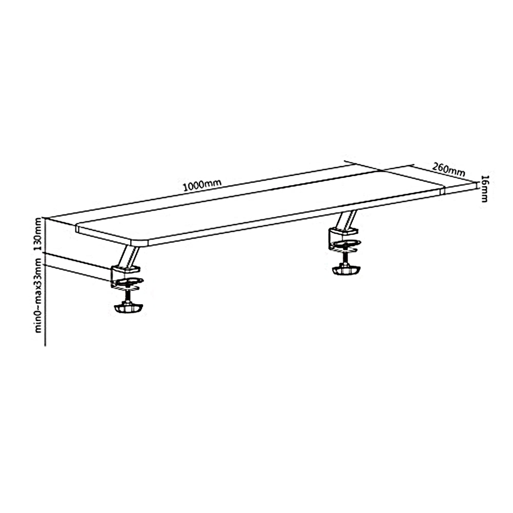 Ergo Office ER-409 Supporto per monitor 13"~32" fino a max. 20kg Ripiano da tavolo 100x26cm Mensola Supporto da tavolo