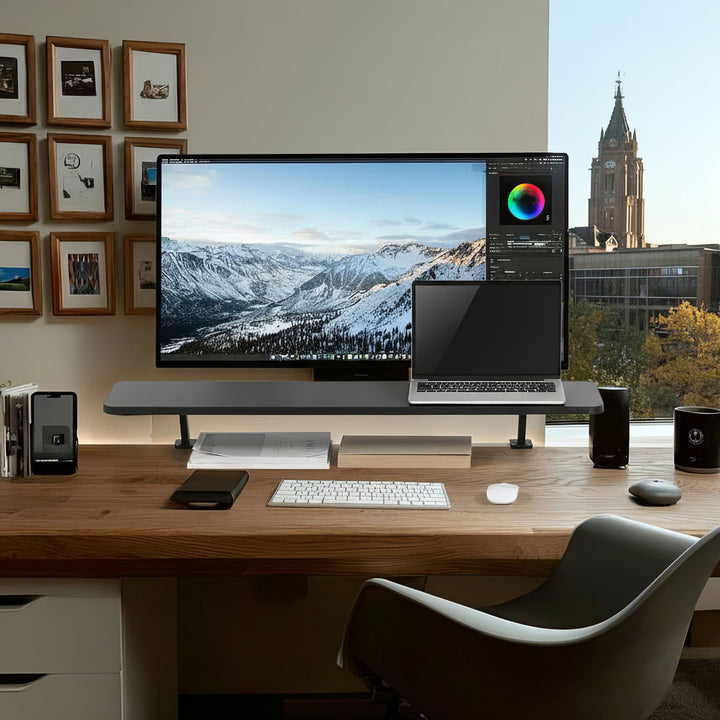 Ergo Office ER-409 Supporto per monitor 13"~32" fino a max. 20kg Ripiano da tavolo 100x26cm Mensola Supporto da tavolo
