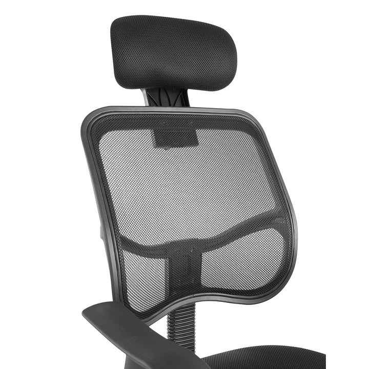 Ergo Office ER-413 Sedia da ufficio ergonomica a rete con schienale alto, poggiatesta regolabile, max 150 kg