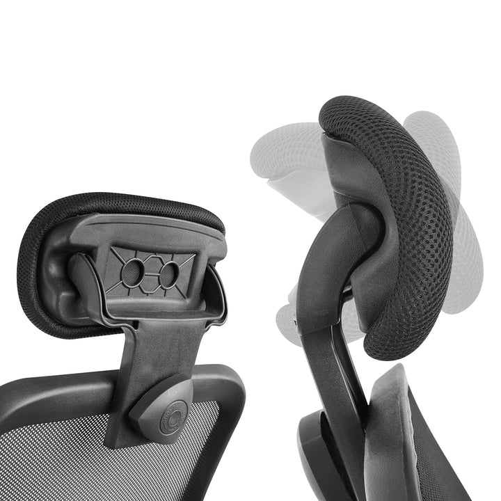 Ergo Office ER-413 Sedia da ufficio ergonomica a rete con schienale alto, poggiatesta regolabile, max 150 kg