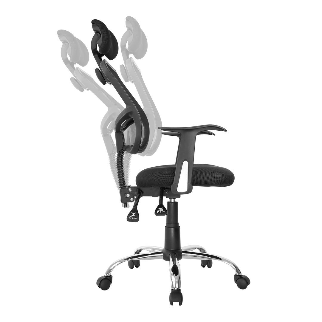 Ergo Office ER-413 Sedia da ufficio ergonomica a rete con schienale alto, poggiatesta regolabile, max 150 kg