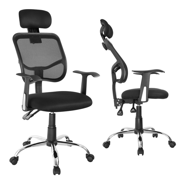 Ergo Office ER-413 Sedia da ufficio ergonomica a rete con schienale alto, poggiatesta regolabile, max 150 kg