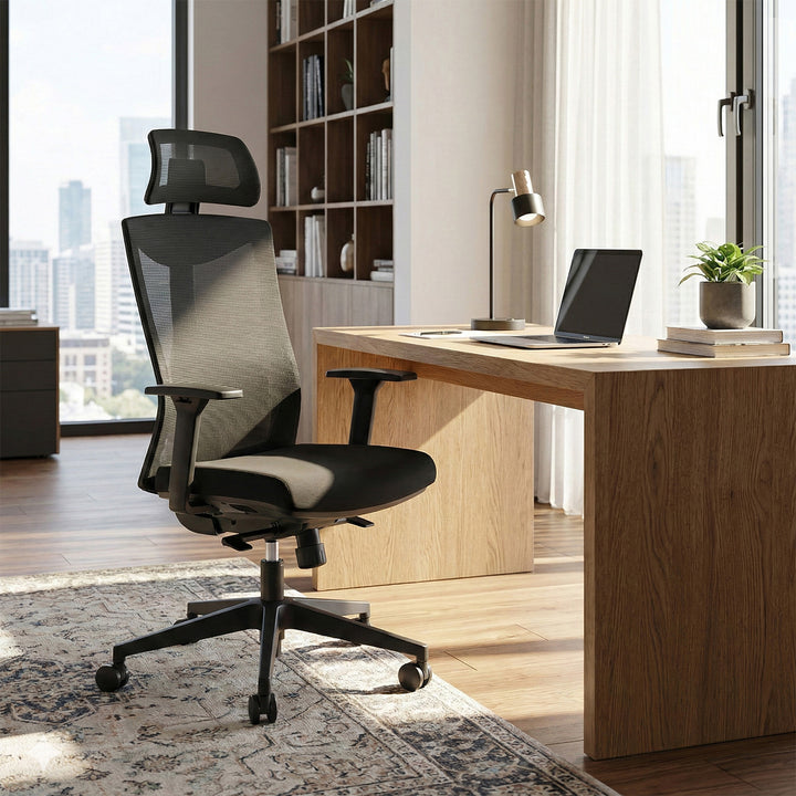 Sedia da ufficio ergonomica con ruote e supporto lombare, sedia girevole, regolabile in altezza, funzione di inclinazione dello schienale Sedia da scrivania,carico massimo 150 kg