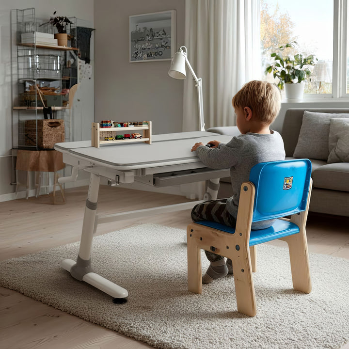 Ergo Office ER-41 Scrivania ergonomica per bambini con regolazione dell'altezza e dell'inclinazione Scrivania per bambini fino a 100 kg Cassetto Ganci per borse