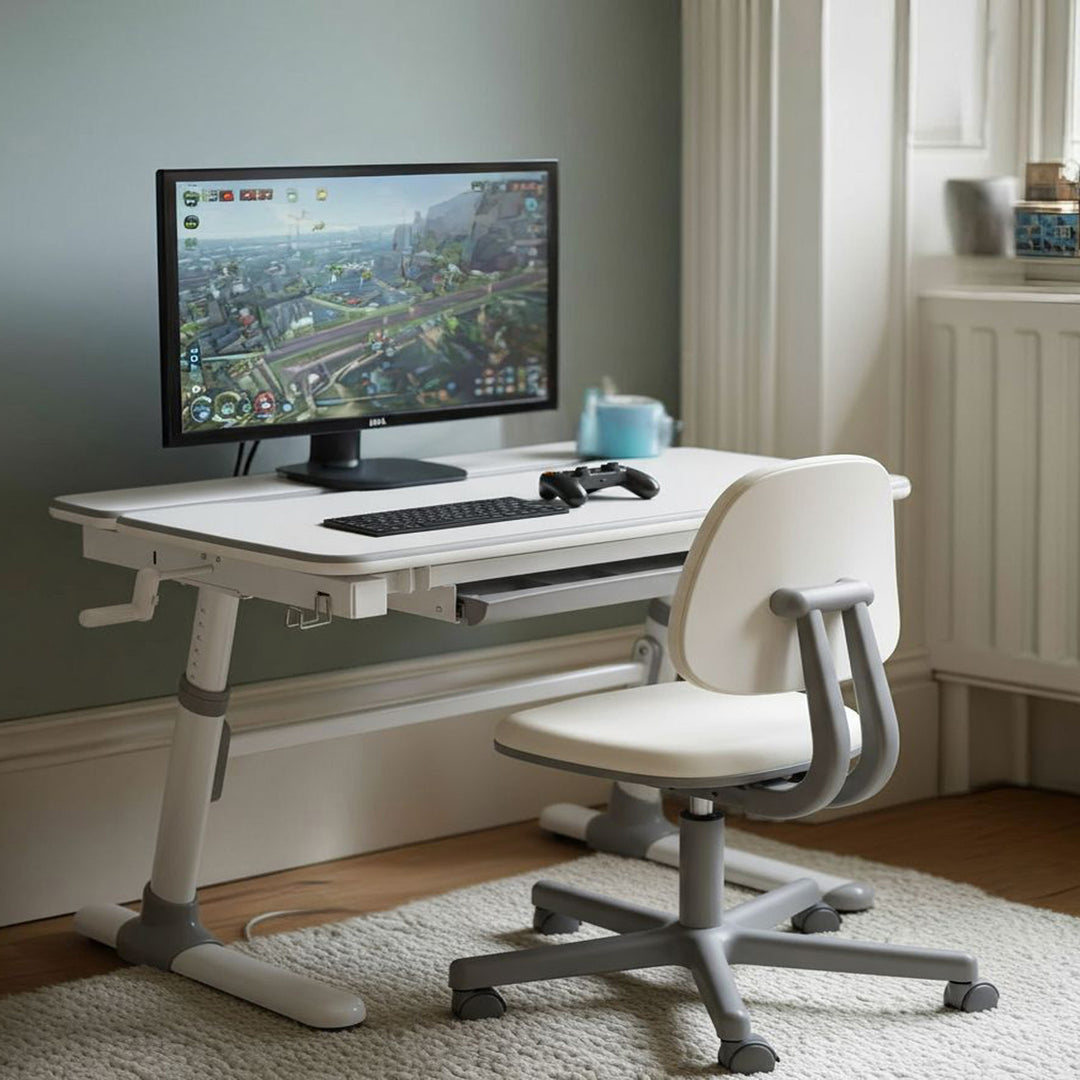 Ergo Office ER-41 Scrivania ergonomica per bambini con regolazione dell'altezza e dell'inclinazione Scrivania per bambini fino a 100 kg Cassetto Ganci per borse