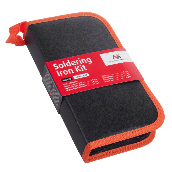 Kit di saldatura Maclean, grotta/resistenza a terra da 60W, stagno, colofonia, estrattore, supporto, cacciaviti, valigetta, MCE390