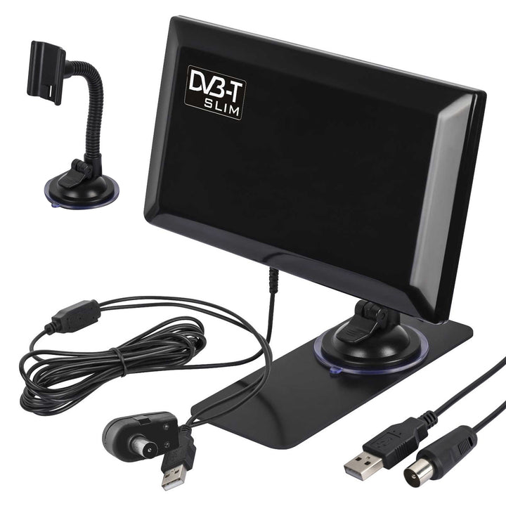Antenna interna attiva Antenna amplificatore DVB-T DVB-T2 Antenna con amplificatore Staffa a ventosa USB 5V ...