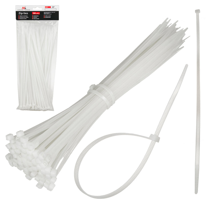 Fascette (100 pz) Maclean MCTV-465 W - bianco, 4,8x300 mm, resistente ai raggi UV, temperatura di utilizzo - 40 +85 gradi C.
