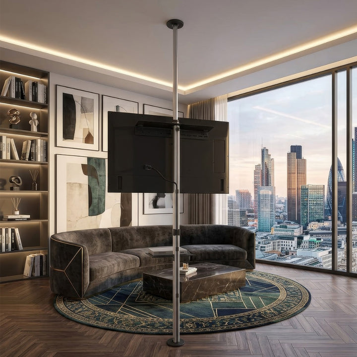 Maclean MC-791N Porta TV telescopico, soffitto e pavimento con mensola  37 "-70", max. 30 kg