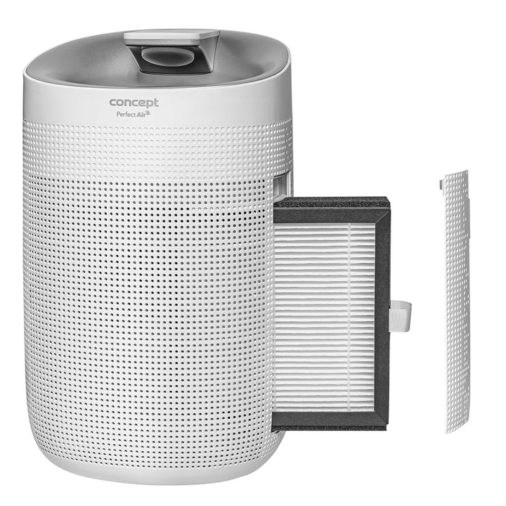 Concept Perfect Air OV1200 deumidificatore e purificatore d'aria 2 in 1 750 ml / giorno per stanze fino a 25m2 Filtrazione a 3 stadi Purificatore d'aria per ambienti con filtro a carbone Hepa 13 1L (bianco)