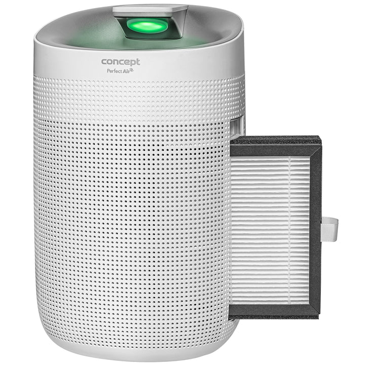 Concept Perfect Air OV1200 deumidificatore e purificatore d'aria 2 in 1 750 ml / giorno per stanze fino a 25m2 Filtrazione a 3 stadi Purificatore d'aria per ambienti con filtro a carbone Hepa 13 1L (bianco)