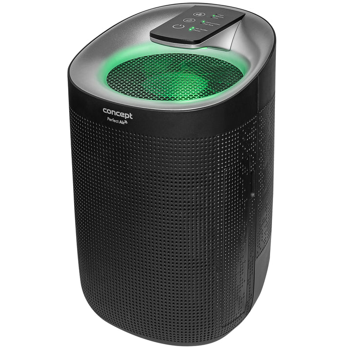Concept Perfect Air OV1210 Deumidificatore e purificatore d'aria 2in1 750 ml/giorno per stanze fino a 25m2 Filtrazione a 3 stadi Depuratore d'aria per ambiente con filtro a carbone Hepa 13 1L (nero)