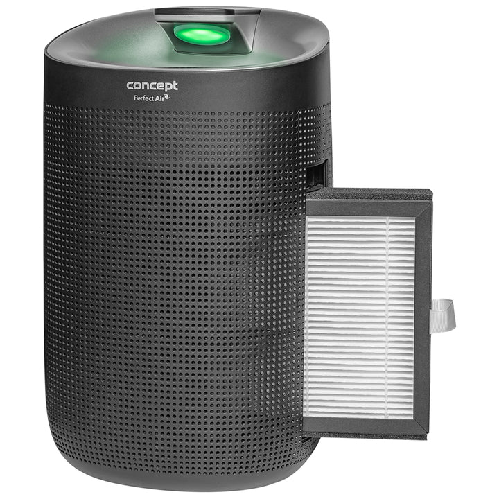 Concept Perfect Air OV1210 Deumidificatore e purificatore d'aria 2in1 750 ml/giorno per stanze fino a 25m2 Filtrazione a 3 stadi Depuratore d'aria per ambiente con filtro a carbone Hepa 13 1L (nero)