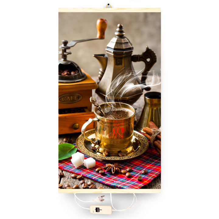 Riscaldatore a infrarossi - pannello riscaldante flessibile 430W TRIO modello 5 caffè, dimensioni 100x57cm con controller