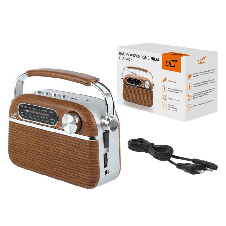 RADIO PORTATILE RETRO LTC NIDA BLUETOOTH, BATTERIA INTEGRATA AM / FM / MP3 / USB / SD 1200 MAH