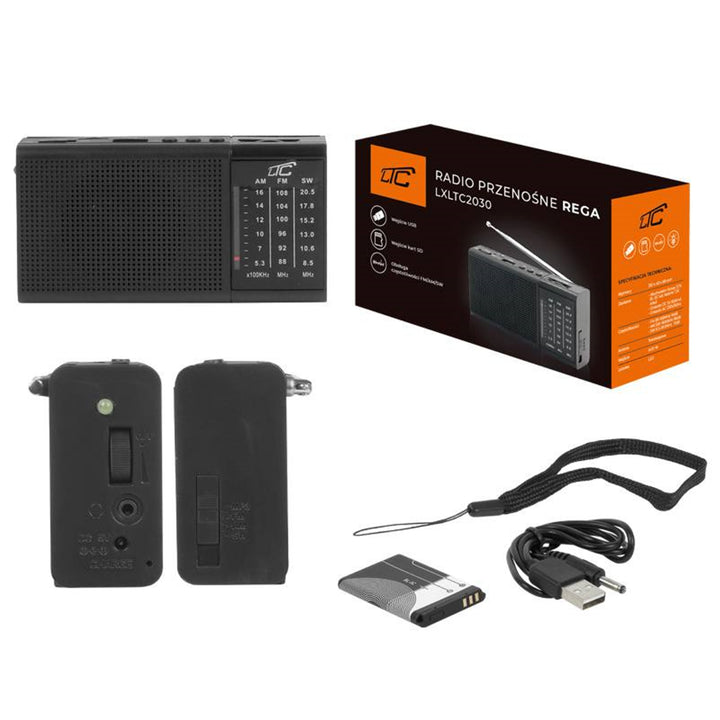 RADIO PORTATILE LTC REGA CON USB, TF, AUX, MINI TORCIA LED E BATTERIA BL-5C, NERA