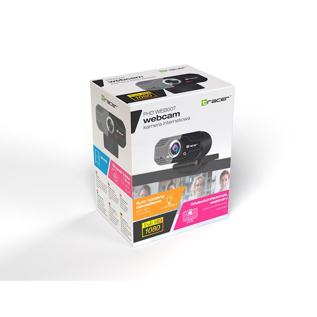 Tracer WEB007 Webcam USB con microfono FullHD 30 fps Campo visivo 120 ° Correzione della luce Videocamera streaming home office ...