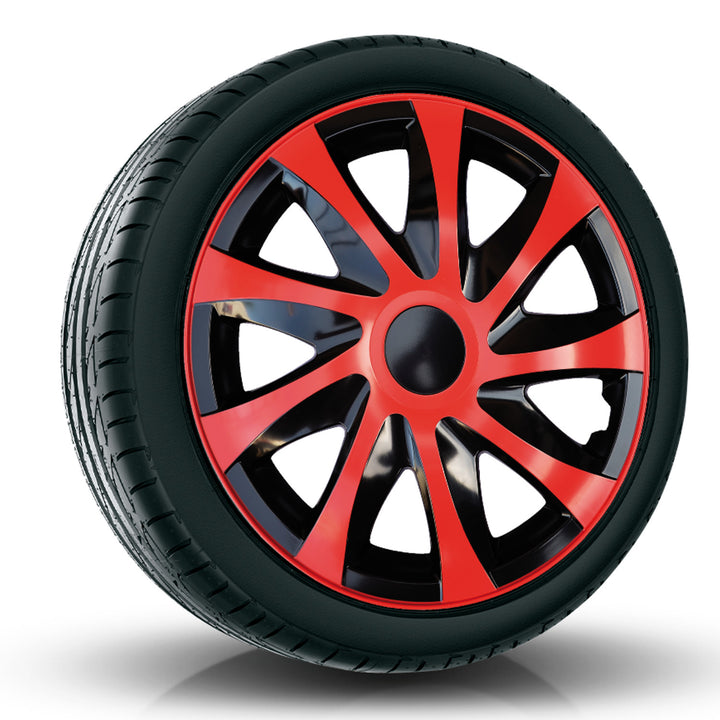 Set di coprimozzi DRACO da 16" rosso/nero 4 pezzi