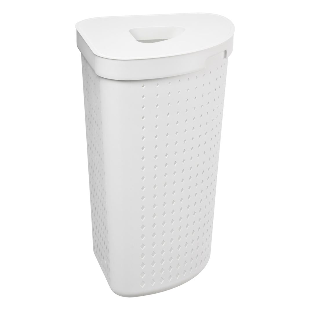 Seoul cesto della biancheria con coperchio angolare portabiancheria cesto portabiancheria cesto portaoggetti cesto della biancheria 62L (bianco)