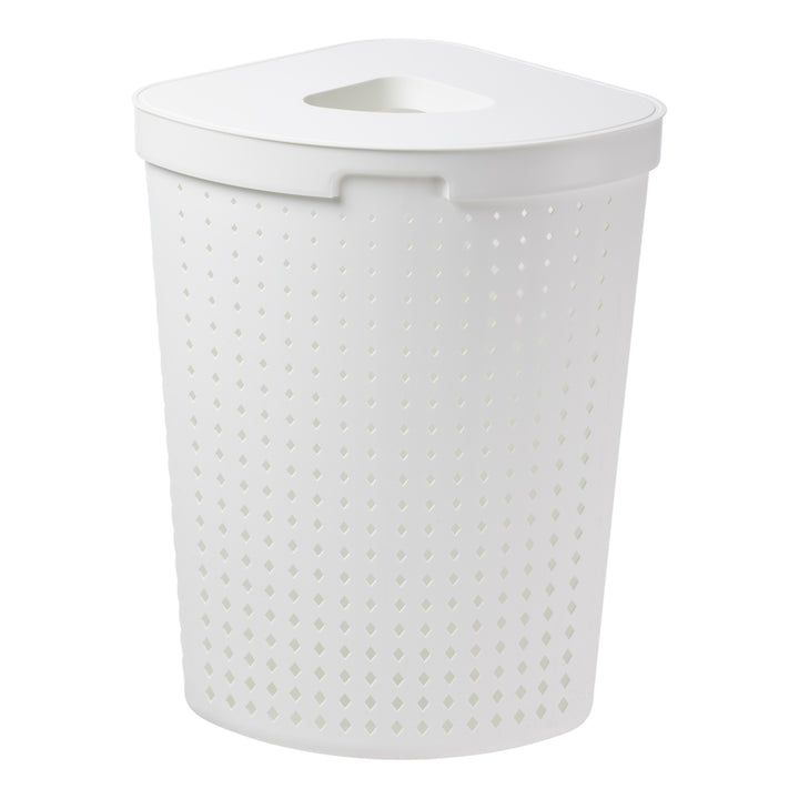 Seoul cesto della biancheria con coperchio angolare portabiancheria cesto portabiancheria cesto portaoggetti cesto della biancheria 62L (bianco)