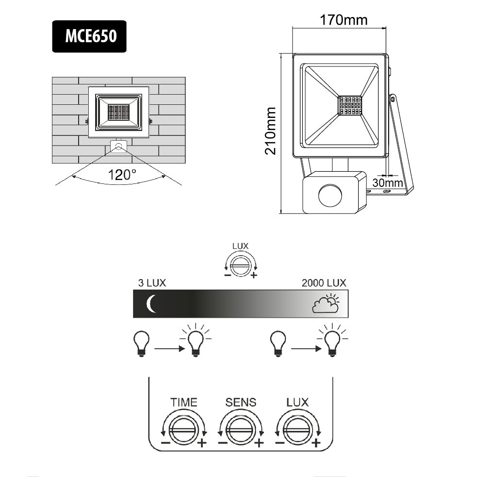 Maclean MCE650 NW Proiettore LED con sensore di movimento PIR 50W Faretti per esterni 4000 lumen Slim IP44 antispruzzo (50W, bianco neutro 4000K)