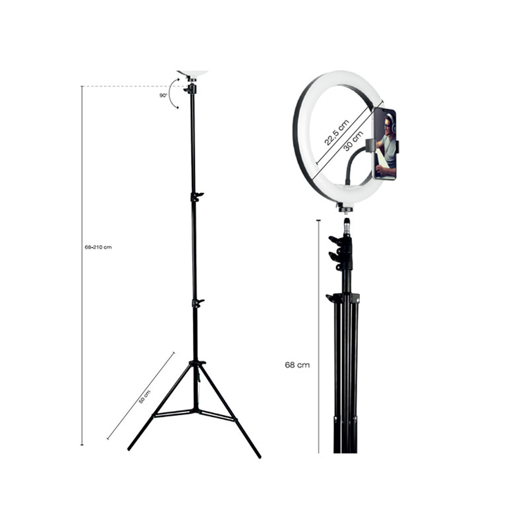 Luce ad anello RING 30cm TRACER con treppiede da 210cm