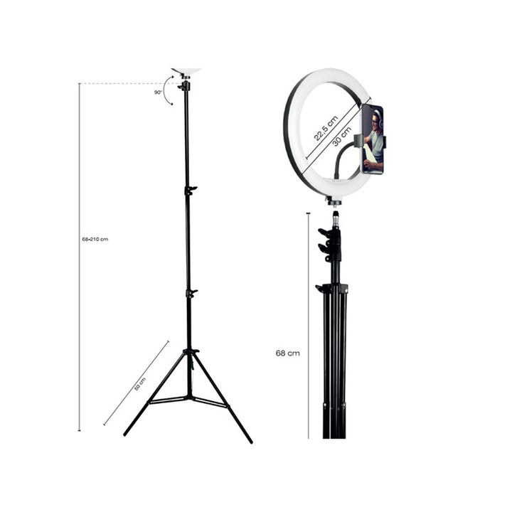 Luce ad anello RING 30cm TRACER con treppiede da 210cm