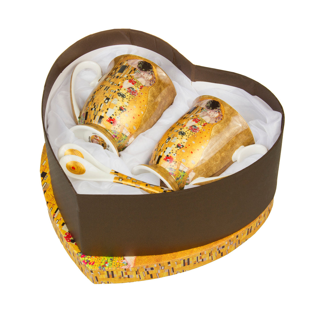 Set di 2 Tazze  da Caffà Idea Regalo per Coppia  250 ml Motivo di bacio" di Gustav Klimt