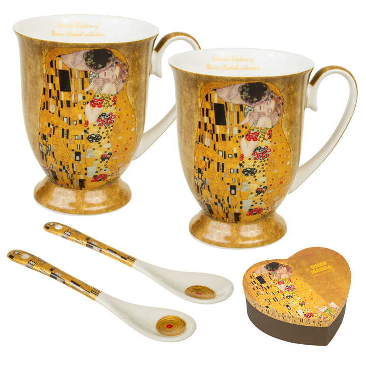 Set di 2 Tazze  da Caffà Idea Regalo per Coppia  250 ml Motivo di bacio" di Gustav Klimt