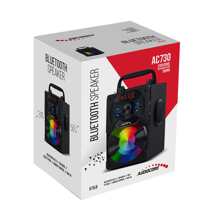 Altoparlante bluetooth portatile / radio / SD / MMC / ingresso aux / USB / illuminazione / telecomando / antenna telescopica / connettore microfono