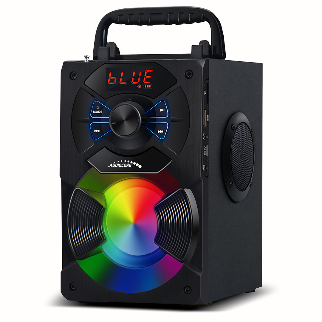 Altoparlante bluetooth portatile / radio / SD / MMC / ingresso aux / USB / illuminazione / telecomando / antenna telescopica / connettore microfono