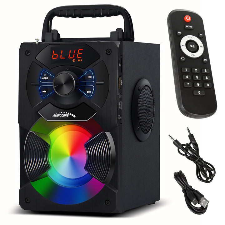 Altoparlante bluetooth portatile / radio / SD / MMC / ingresso aux / USB / illuminazione / telecomando / antenna telescopica / connettore microfono