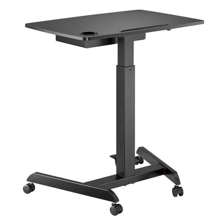 Scrivania per laptop regolabile in altezza con ruote e scrivania sit-stand con un cassetto Altezza regolabile fino a max. 113cm max. 8kg (Nero)
