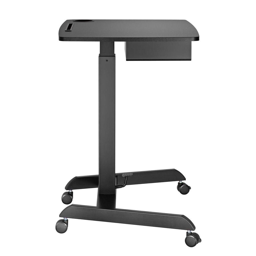 Scrivania per laptop regolabile in altezza con ruote e scrivania sit-stand con un cassetto Altezza regolabile fino a max. 113cm max. 8kg (Nero)