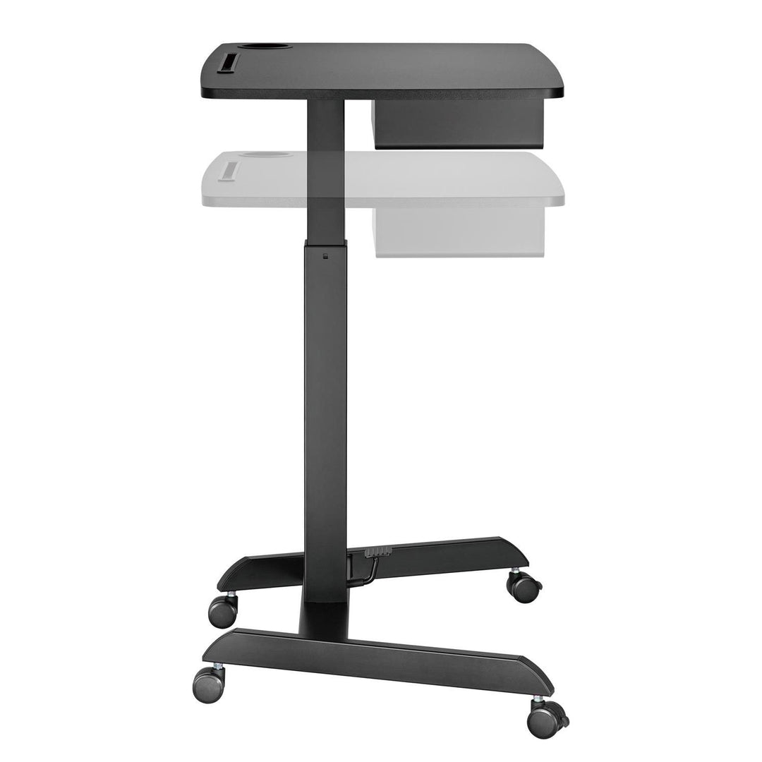 Scrivania per laptop regolabile in altezza con ruote e scrivania sit-stand con un cassetto Altezza regolabile fino a max. 113cm max. 8kg (Nero)