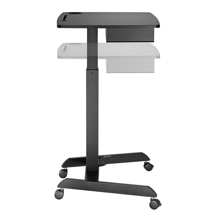 Scrivania per laptop regolabile in altezza con ruote e scrivania sit-stand con un cassetto Altezza regolabile fino a max. 113cm max. 8kg (Nero)