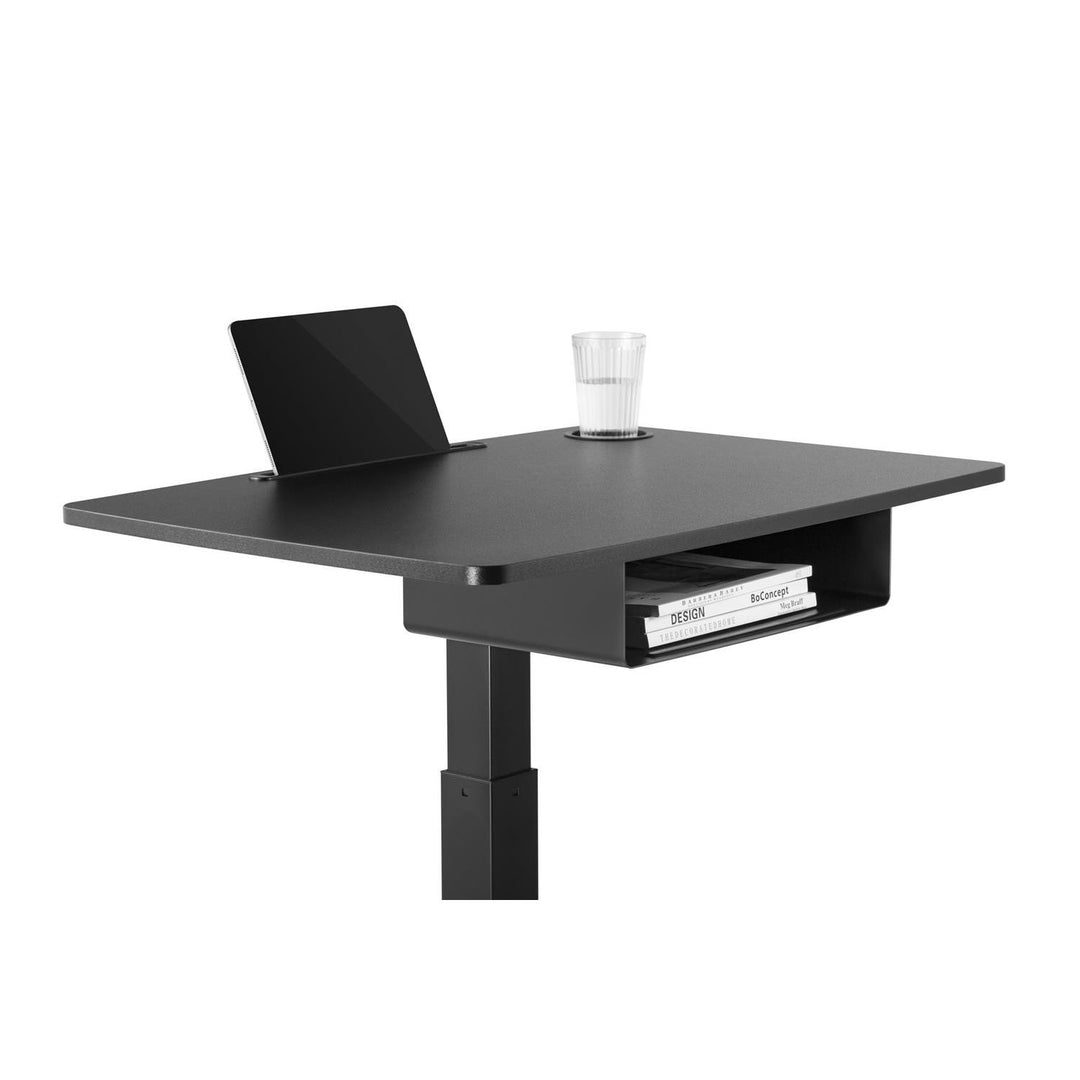Scrivania per laptop regolabile in altezza con ruote e scrivania sit-stand con un cassetto Altezza regolabile fino a max. 113cm max. 8kg (Nero)