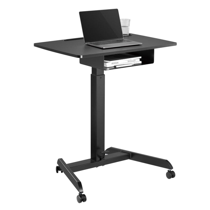 Scrivania per laptop regolabile in altezza con ruote e scrivania sit-stand con un cassetto Altezza regolabile fino a max. 113cm max. 8kg (Nero)
