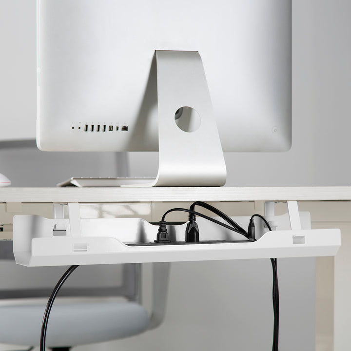 Organizzatore da scrivania Sotto Scrivania Cavo Organizzatore Sotto Desk Mount Cavo di Gestione Vassoio Bianco