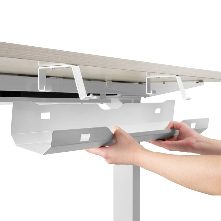 Organizzatore da scrivania Sotto Scrivania Cavo Organizzatore Sotto Desk Mount Cavo di Gestione Vassoio Bianco