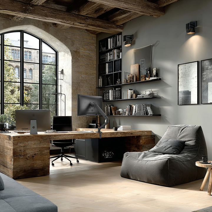 Maclean MC-906 Supporto per monitor con molla a gas 17"-27" Supporto da scrivania braccio per monitor girevole, inclinabile e ruotabile VESA 75x75 100x100 fino a 8 kg