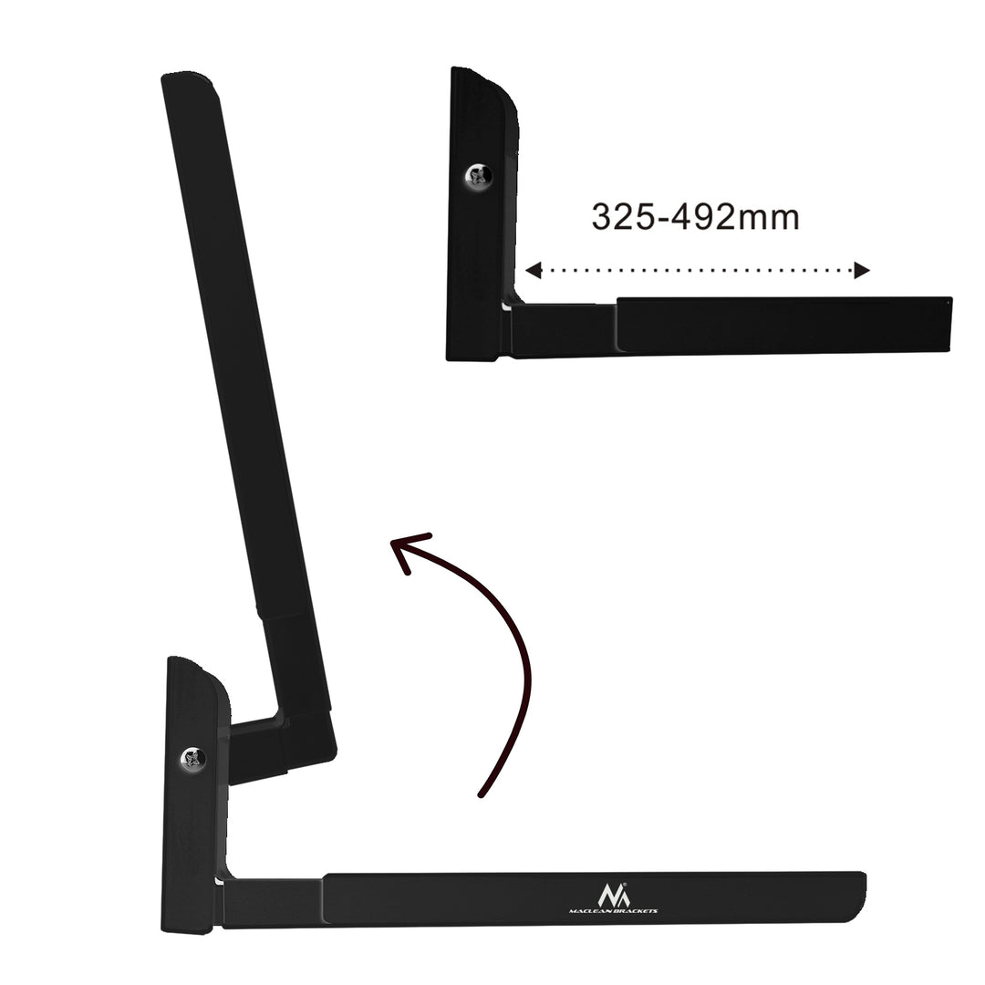 Maclean MC-915 B Supporto universale per microonde con braccio telescopico Staffa da parete per forno a microonde  fino a 30kg (nero)