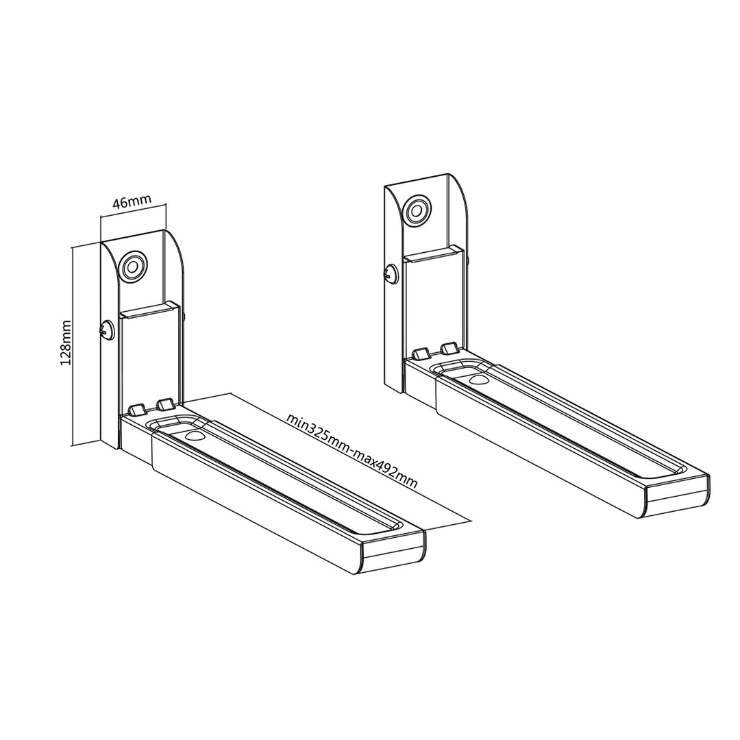 Maclean MC-915 B Supporto universale per microonde con braccio telescopico Staffa da parete per forno a microonde  fino a 30kg (nero)